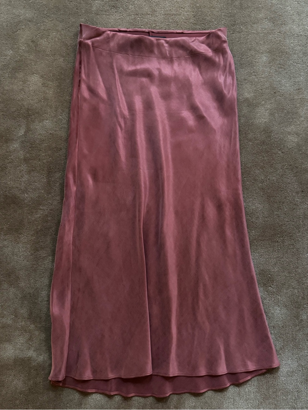 INTERMIX Misha Washed Satin Midi Skirt, Rust Size 0